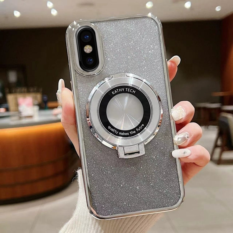 For iPhone X / XS Electroplated Holder Gradient Glitter MagSafe Phone Case