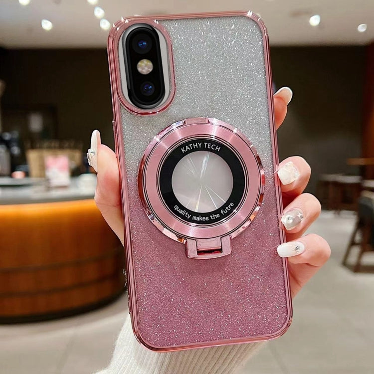 For iPhone X / XS Electroplated Holder Gradient Glitter MagSafe Phone Case
