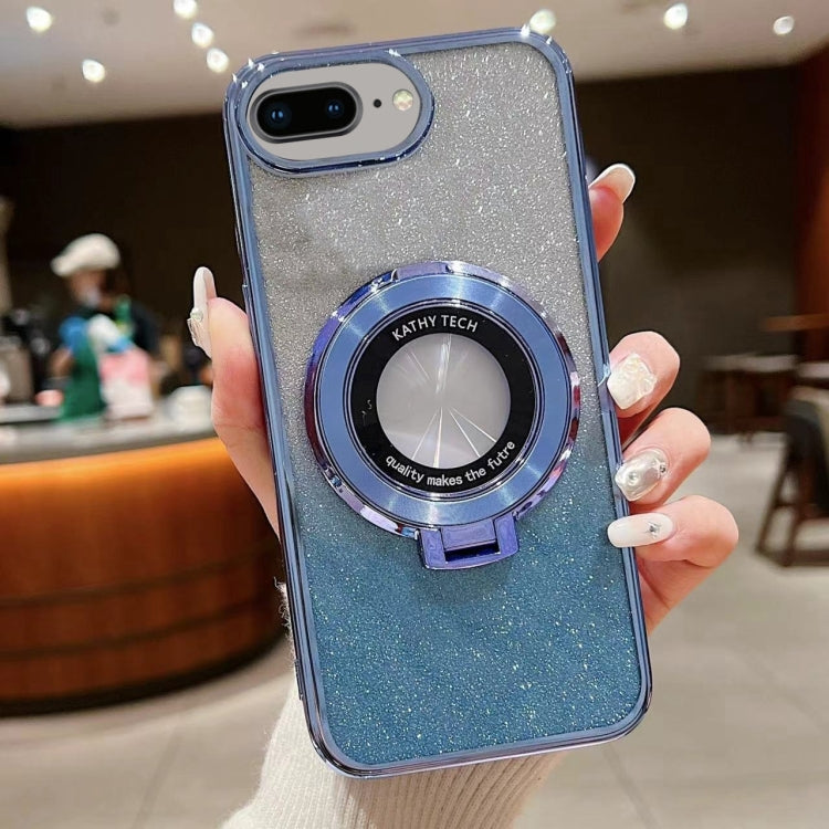 For  iPhone 7 Plus / 8 Plus Electroplated Holder Gradient Glitter MagSafe Phone Case