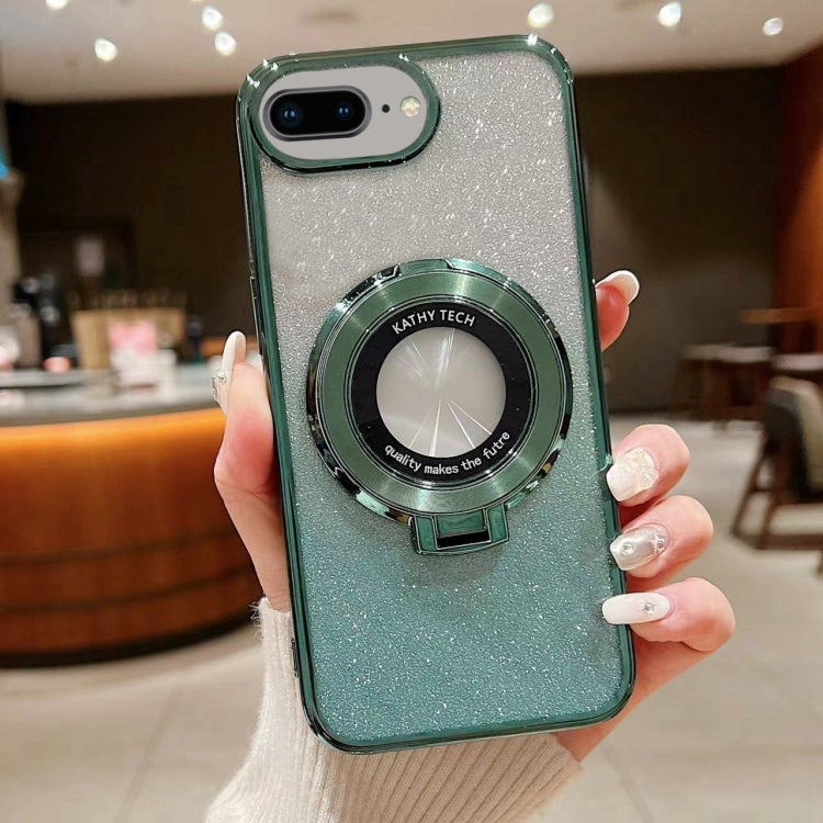 For  iPhone 7 Plus / 8 Plus Electroplated Holder Gradient Glitter MagSafe Phone Case