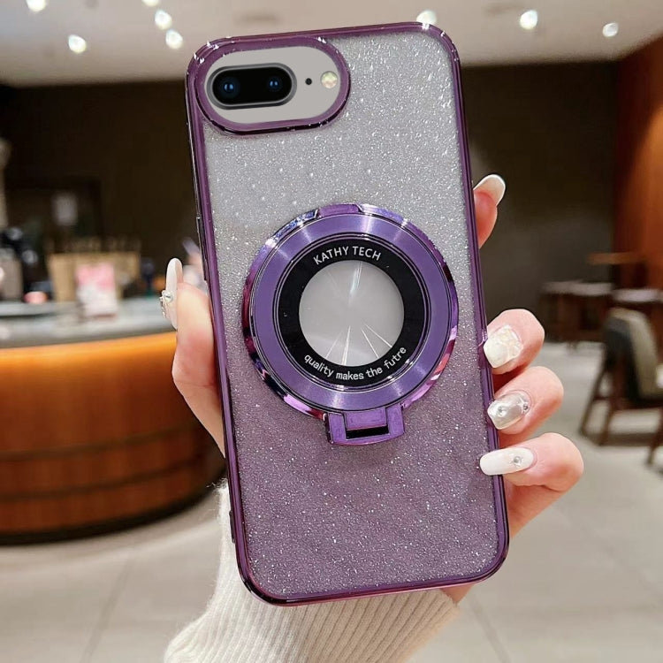 For  iPhone 7 Plus / 8 Plus Electroplated Holder Gradient Glitter MagSafe Phone Case