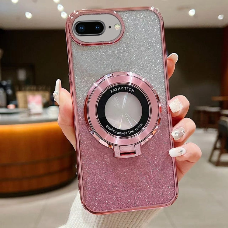 For  iPhone 7 Plus / 8 Plus Electroplated Holder Gradient Glitter MagSafe Phone Case