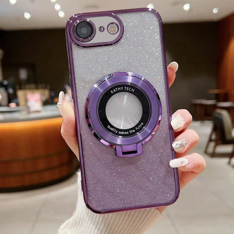 For iPhone 7 / 8 / SE 2022 Electroplated Holder Gradient Glitter MagSafe Phone Case