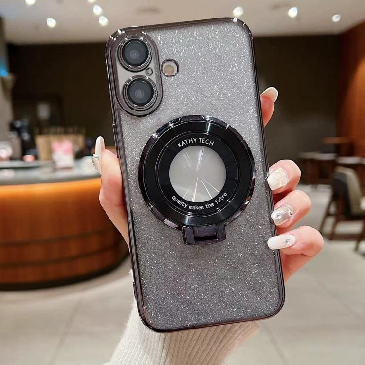 For iPhone 17 Electroplated Holder Gradient Glitter MagSafe Phone Case