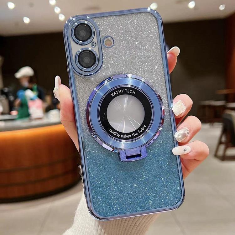 For iPhone 17 Electroplated Holder Gradient Glitter MagSafe Phone Case