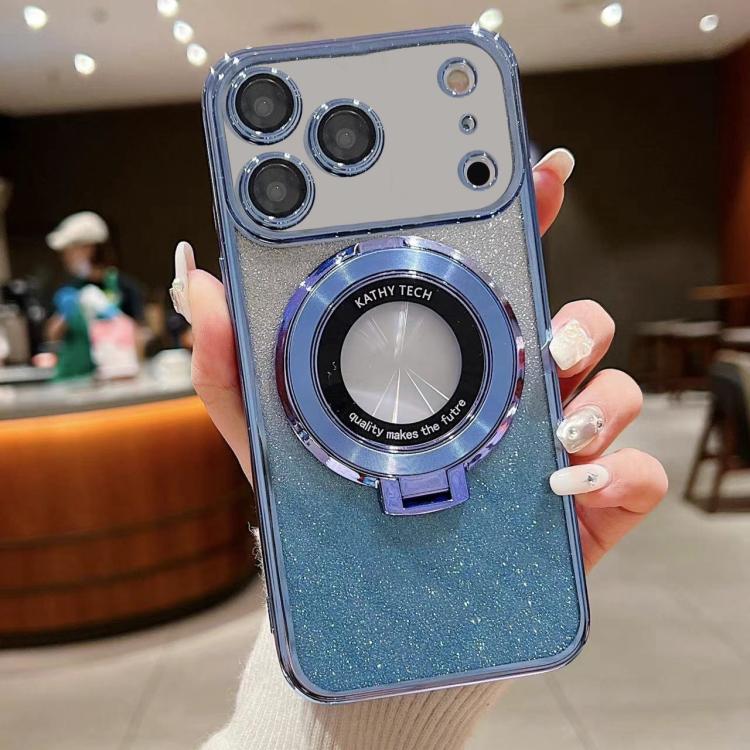 For iPhone 17 Pro Electroplated Holder Gradient Glitter MagSafe Phone Case