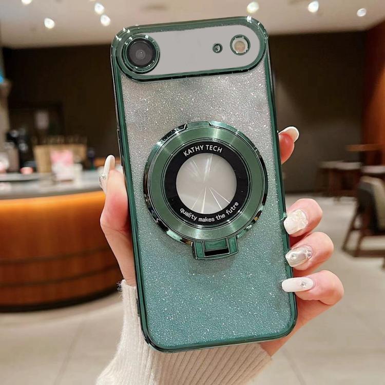 For iPhone Air Electroplated Holder Gradient Glitter MagSafe Phone Case
