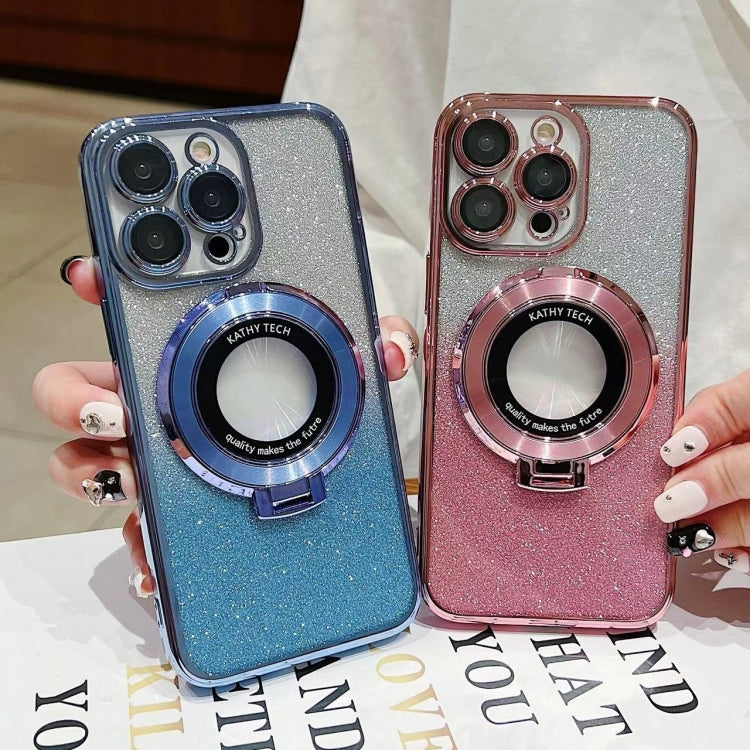 For iPhone XR Electroplated Holder Gradient Glitter MagSafe Phone Case
