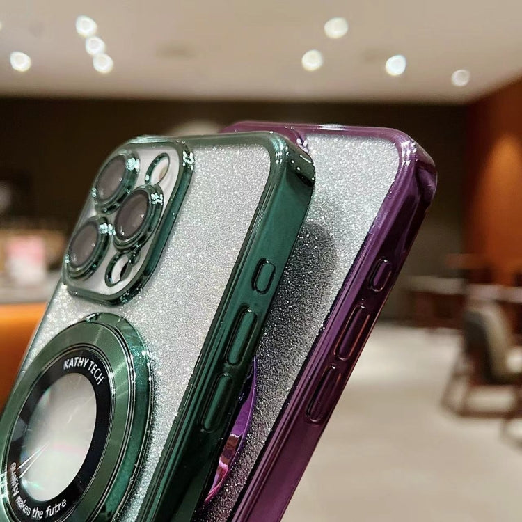 For  iPhone 7 Plus / 8 Plus Electroplated Holder Gradient Glitter MagSafe Phone Case