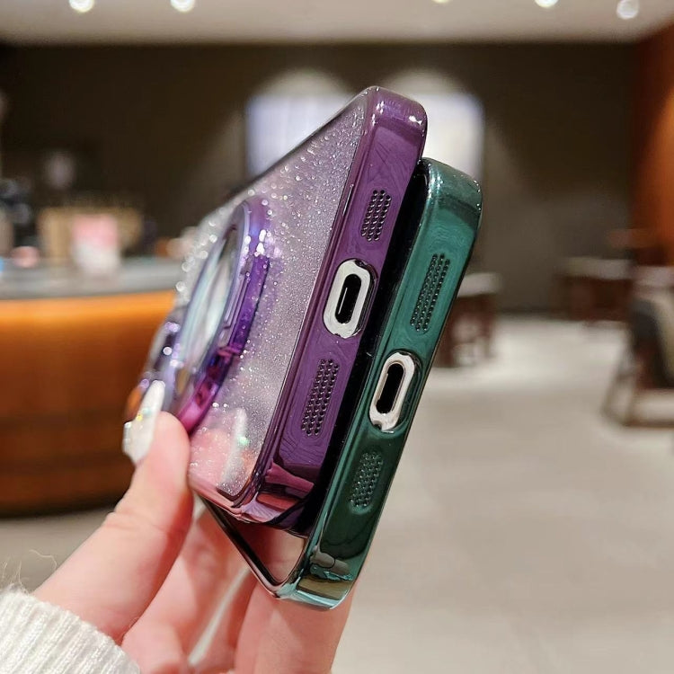 For iPhone X / XS Electroplated Holder Gradient Glitter MagSafe Phone Case