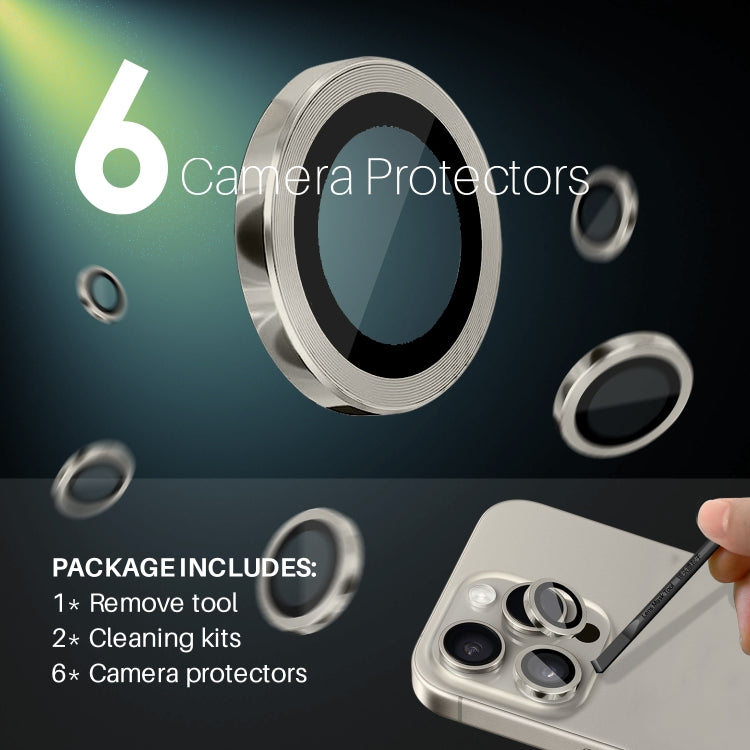 For iPhone 15 Pro / 15 Pro Max NORTHJO 2 Set 6pcs Camera Lens Protector Cover Metal Ring
