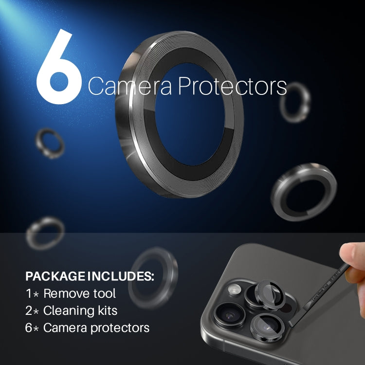 For iPhone 15 Pro / 15 Pro Max NORTHJO 2 Set 6pcs Camera Lens Protector Cover Metal Ring