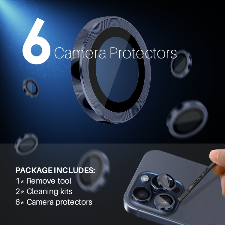 For iPhone 15 Pro / 15 Pro Max NORTHJO 2 Set 6pcs Camera Lens Protector Cover Metal Ring
