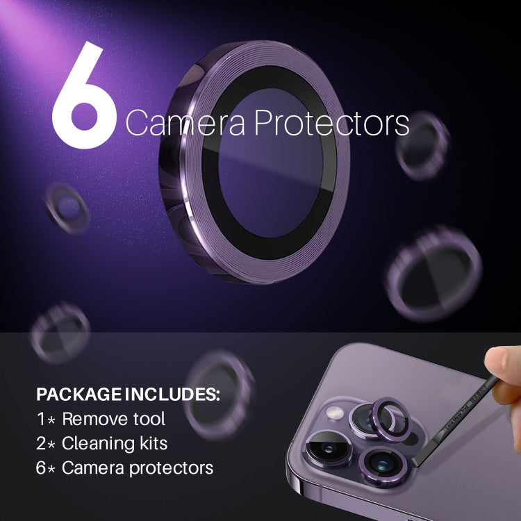For iPhone 15 Pro / 15 Pro Max NORTHJO 2 Set 6pcs Camera Lens Protector Cover Metal Ring