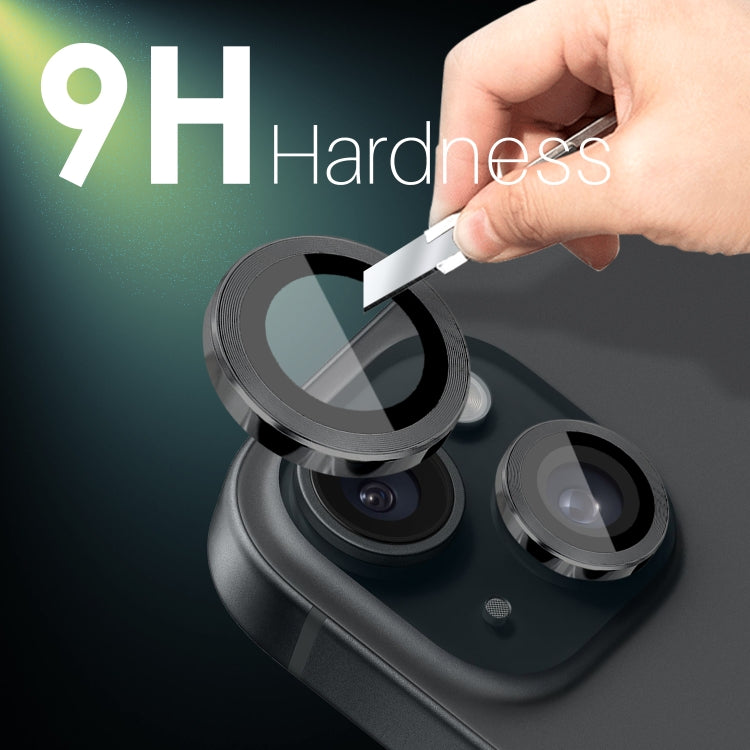 For iPhone 15 / 15 Plus / 14 / 14 Plus NORTHJO 3 Set 6pcs Camera Lens Protector Cover Metal Ring Film