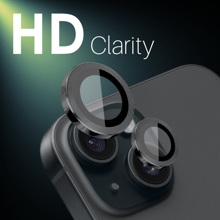 For iPhone 15 / 15 Plus / 14 / 14 Plus NORTHJO 3 Set 6pcs Camera Lens Protector Cover Metal Ring Film