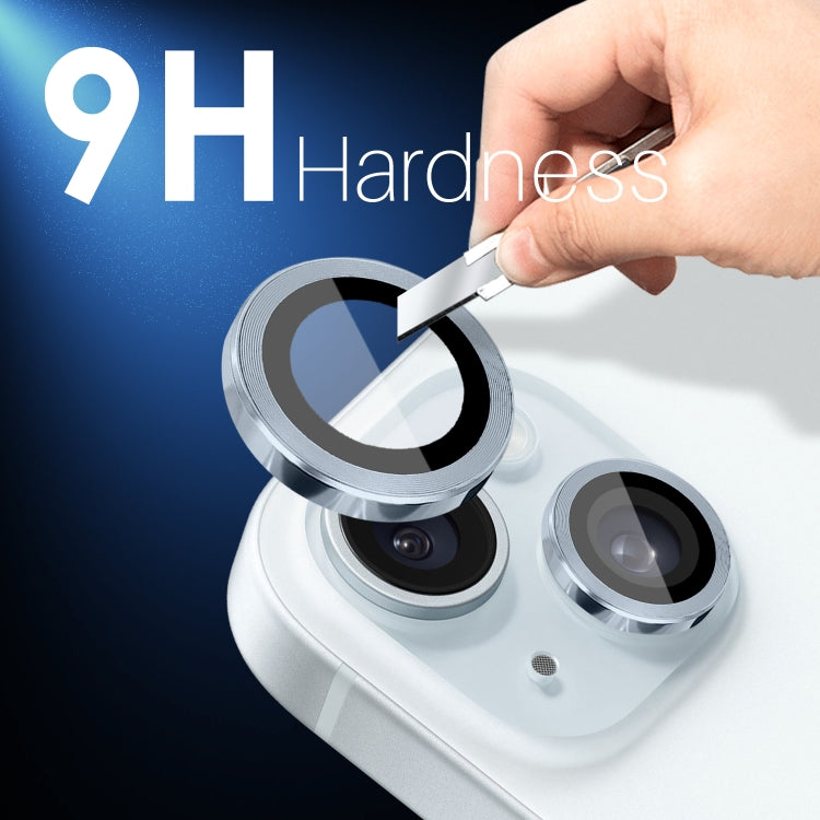 For iPhone 15 / 15 Plus / 14 / 14 Plus NORTHJO 3 Set 6pcs Camera Lens Protector Cover Metal Ring Film