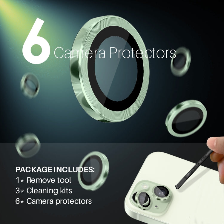 For iPhone 15 / 15 Plus / 14 / 14 Plus NORTHJO 3 Set 6pcs Camera Lens Protector Cover Metal Ring Film