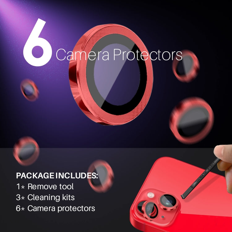 For iPhone 15 / 15 Plus / 14 / 14 Plus NORTHJO 3 Set 6pcs Camera Lens Protector Cover Metal Ring Film