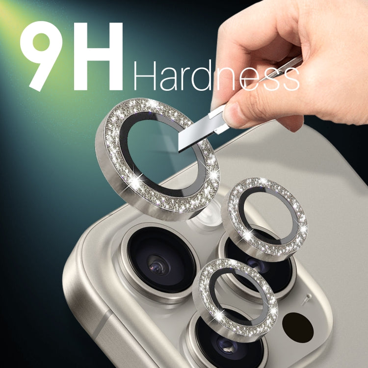 For iPhone 15 Pro / 15 Pro Max NORTHJO 2 Set 6pcs Camera Lens Protector Glitter Metal Ring Film