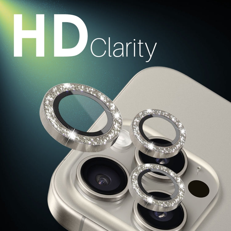 For iPhone 15 Pro / 15 Pro Max NORTHJO 2 Set 6pcs Camera Lens Protector Glitter Metal Ring Film