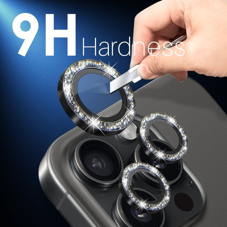 For iPhone 15 Pro / 15 Pro Max NORTHJO 2 Set 6pcs Camera Lens Protector Glitter Metal Ring Film