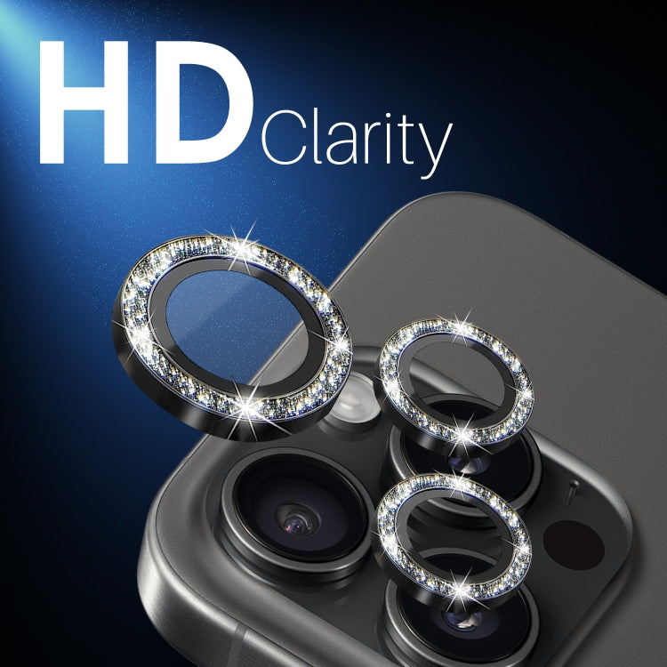 For iPhone 15 Pro / 15 Pro Max NORTHJO 2 Set 6pcs Camera Lens Protector Glitter Metal Ring Film