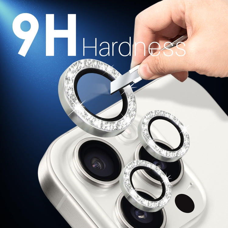 For iPhone 15 Pro / 15 Pro Max NORTHJO 2 Set 6pcs Camera Lens Protector Glitter Metal Ring Film