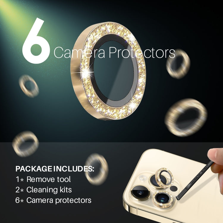 For iPhone 15 Pro / 15 Pro Max NORTHJO 2 Set 6pcs Camera Lens Protector Glitter Metal Ring Film