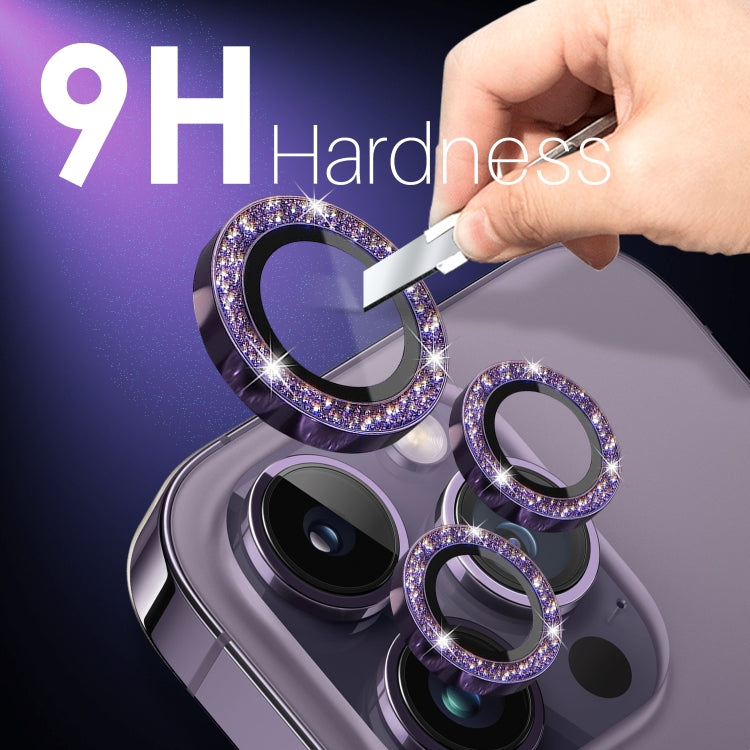 For iPhone 15 Pro / 15 Pro Max NORTHJO 2 Set 6pcs Camera Lens Protector Glitter Metal Ring Film