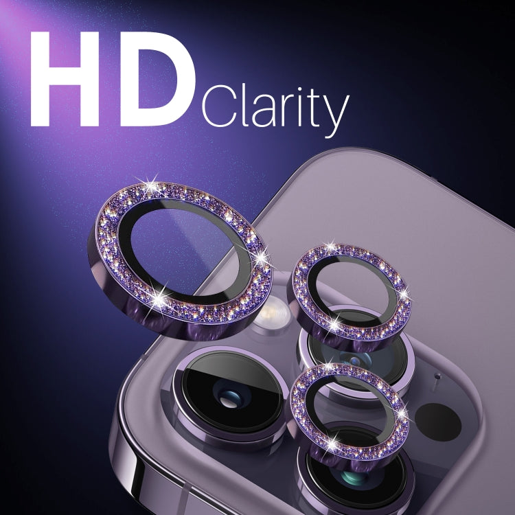 For iPhone 15 Pro / 15 Pro Max NORTHJO 2 Set 6pcs Camera Lens Protector Glitter Metal Ring Film