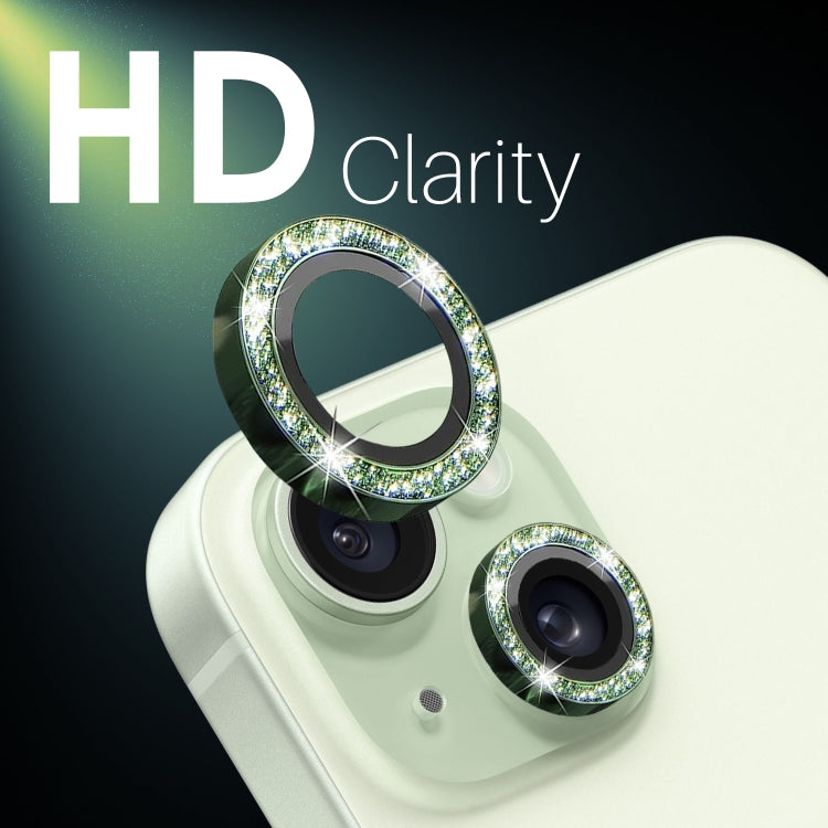 For iPhone 15 / 15 Plus / 14 / 14 Plus NORTHJO 3 Set 6pcs Camera Lens Protector Glitter Metal Ring Film