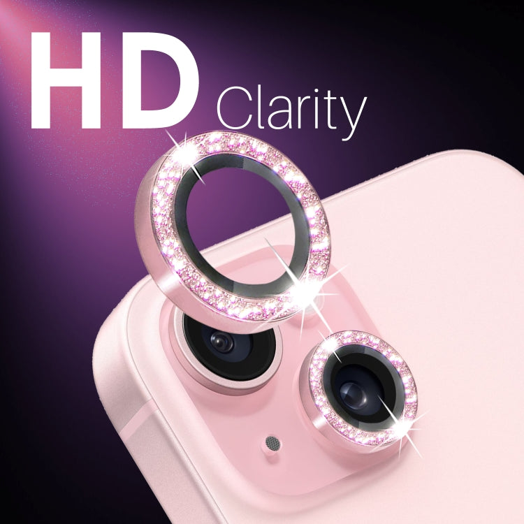 For iPhone 15 / 15 Plus / 14 / 14 Plus NORTHJO 3 Set 6pcs Camera Lens Protector Glitter Metal Ring Film
