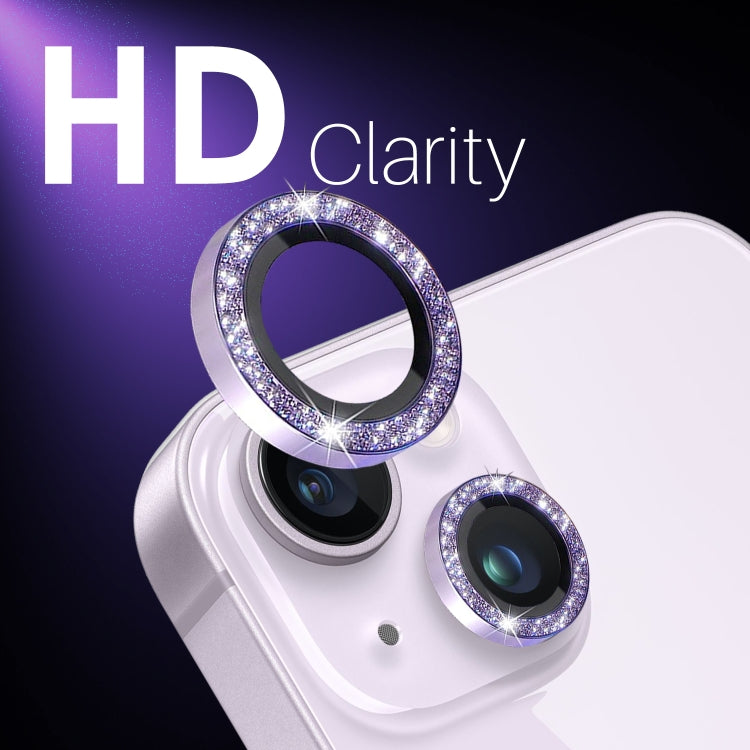 For iPhone 15 / 15 Plus / 14 / 14 Plus NORTHJO 3 Set 6pcs Camera Lens Protector Glitter Metal Ring Film