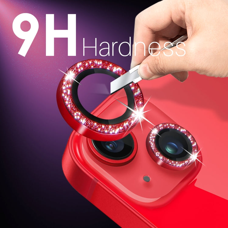 For iPhone 15 / 15 Plus / 14 / 14 Plus NORTHJO 3 Set 6pcs Camera Lens Protector Glitter Metal Ring Film