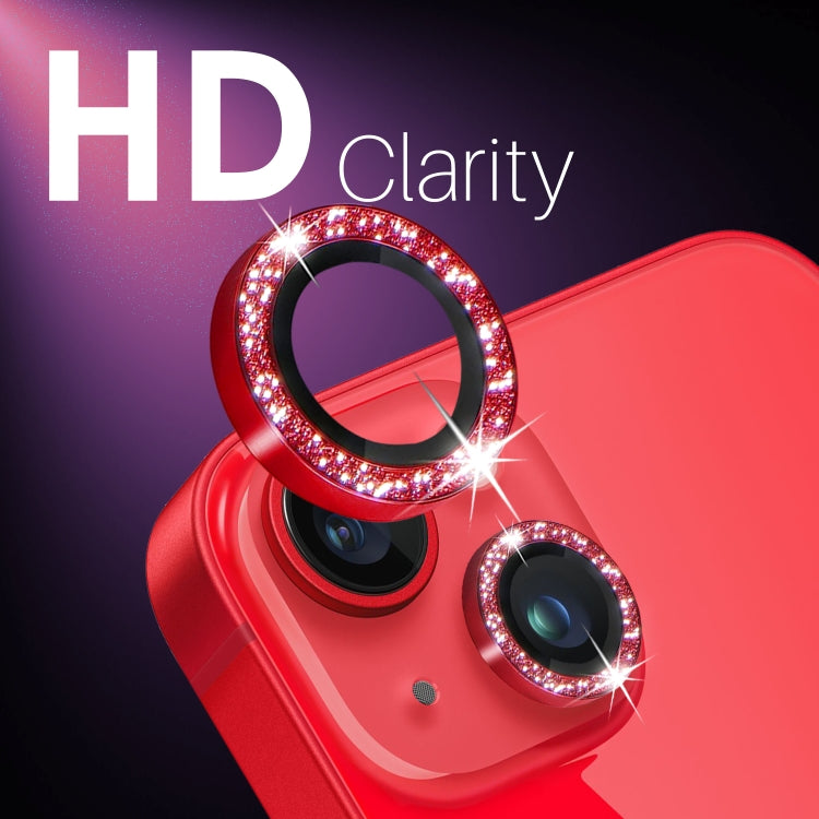 For iPhone 15 / 15 Plus / 14 / 14 Plus NORTHJO 3 Set 6pcs Camera Lens Protector Glitter Metal Ring Film