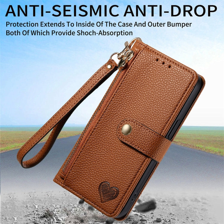 For Samsung Galaxy C55 Love Zipper Lanyard Leather Phone Case