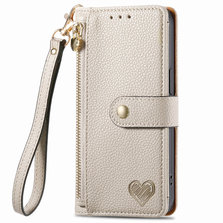 For Samsung Galaxy C55 Love Zipper Lanyard Leather Phone Case