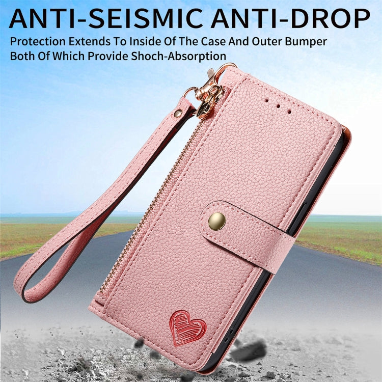 For Samsung Galaxy C55 Love Zipper Lanyard Leather Phone Case