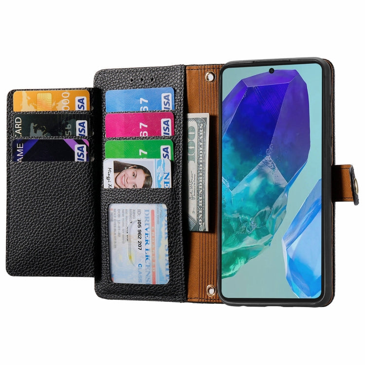 For Samsung Galaxy M55 Love Zipper Lanyard Leather Phone Case