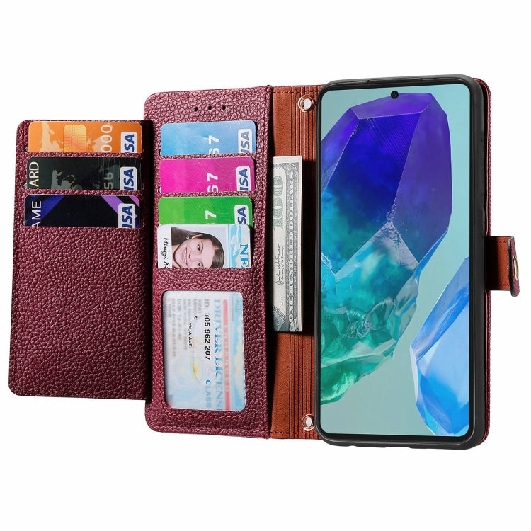 For Samsung Galaxy M55 Love Zipper Lanyard Leather Phone Case