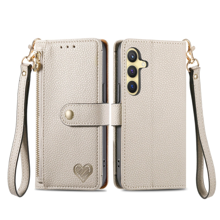 For Samsung Galaxy A36 5G Love Zipper Lanyard Leather Phone Case