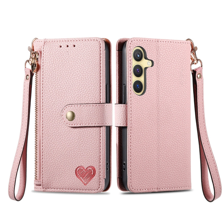 For Samsung Galaxy A36 5G Love Zipper Lanyard Leather Phone Case