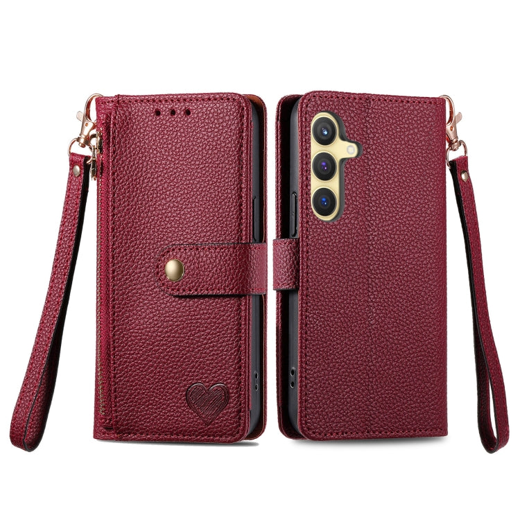 For Samsung Galaxy A36 5G Love Zipper Lanyard Leather Phone Case