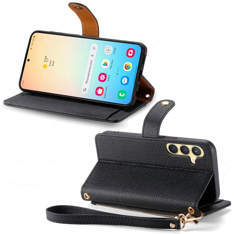 For Samsung Galaxy S25+ 5G Love Zipper Lanyard Leather Phone Case