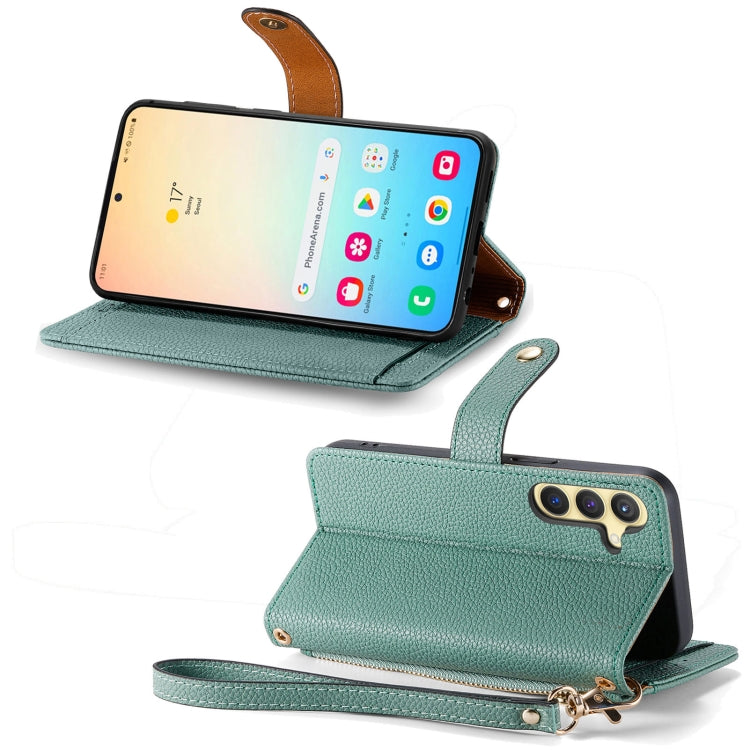 For Samsung Galaxy S25+ 5G Love Zipper Lanyard Leather Phone Case