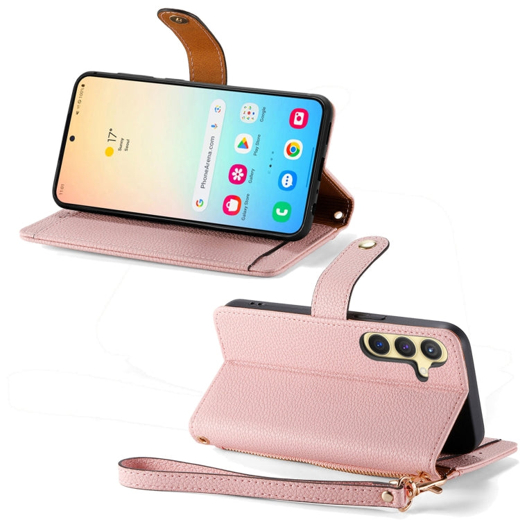 For Samsung Galaxy S25+ 5G Love Zipper Lanyard Leather Phone Case