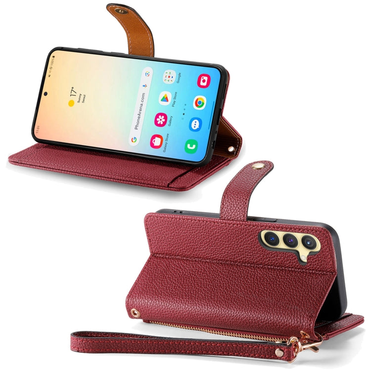 For Samsung Galaxy S25+ 5G Love Zipper Lanyard Leather Phone Case