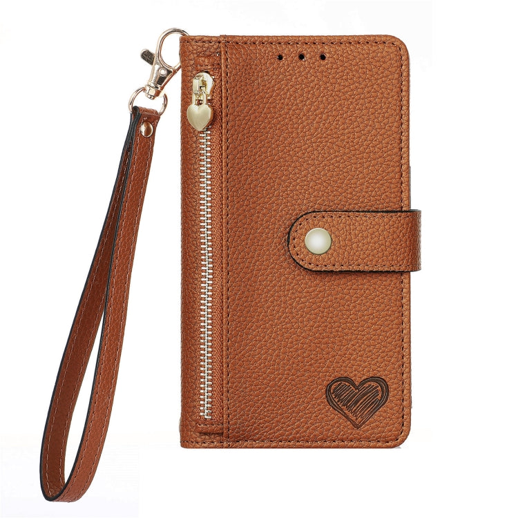 For Samsung Galaxy S25 Ultra 5G Love Zipper Lanyard Leather Phone Case