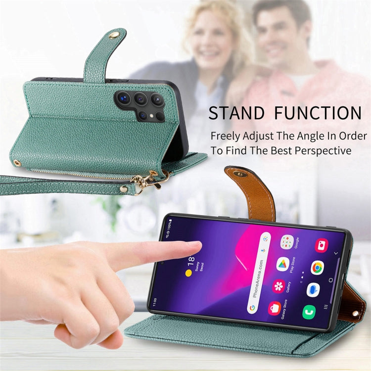 For Samsung Galaxy S25 Ultra 5G Love Zipper Lanyard Leather Phone Case